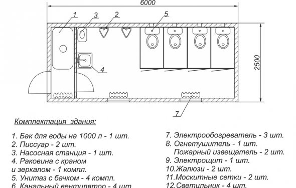 Габаритные размеры здания: 8 х