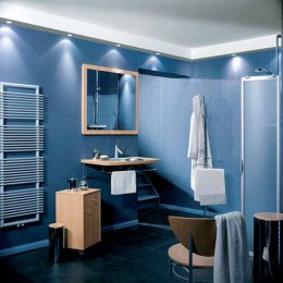 Фотография примера отделки ванной комнаты в синем цвете