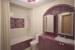 Маленькая ванная комната с декором